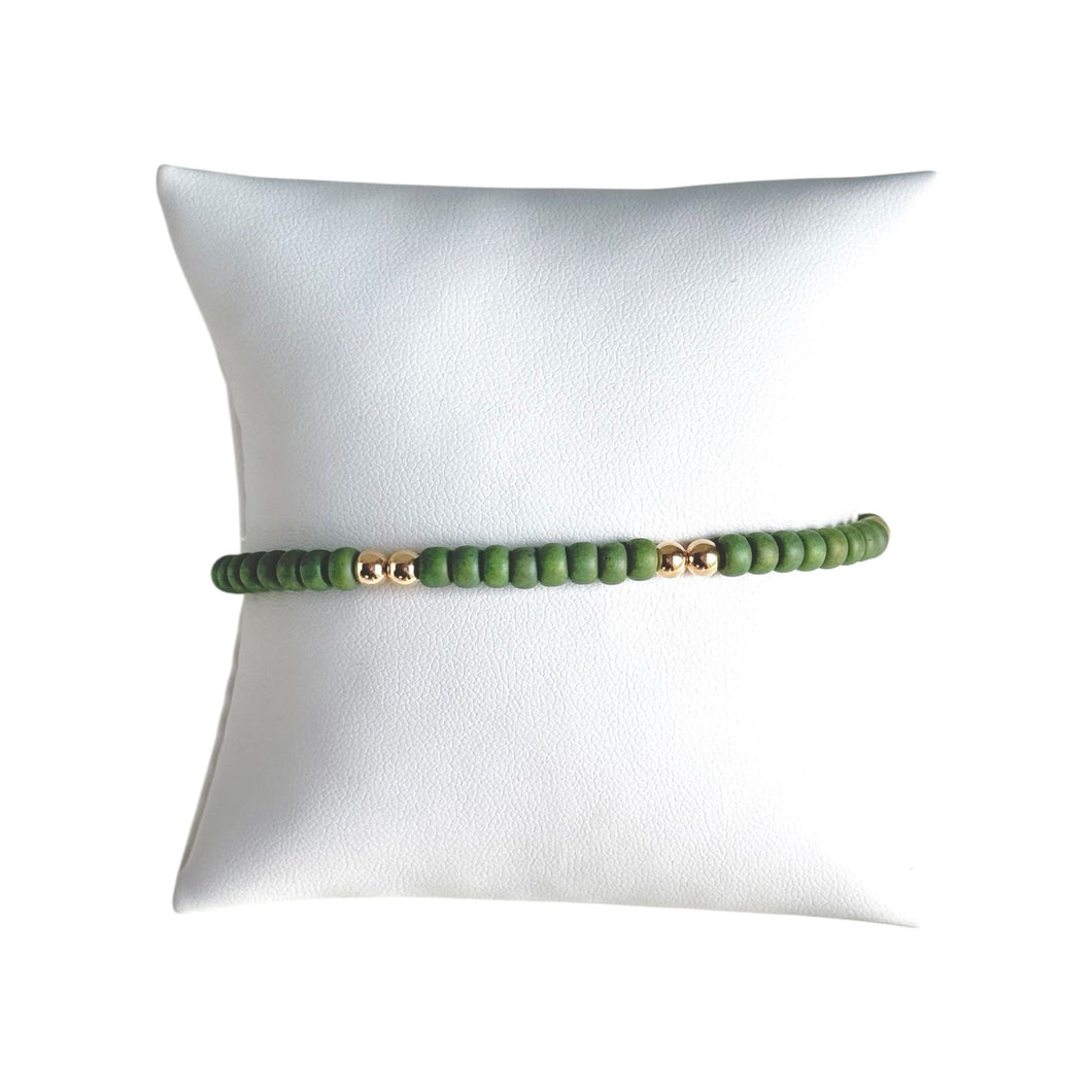 Serenity Pattern 4mm Beaded Bracelet- Sage Green