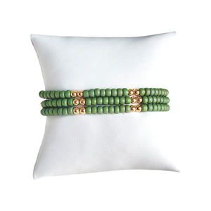 Serenity Pattern 4mm Beaded Bracelet- Sage Green