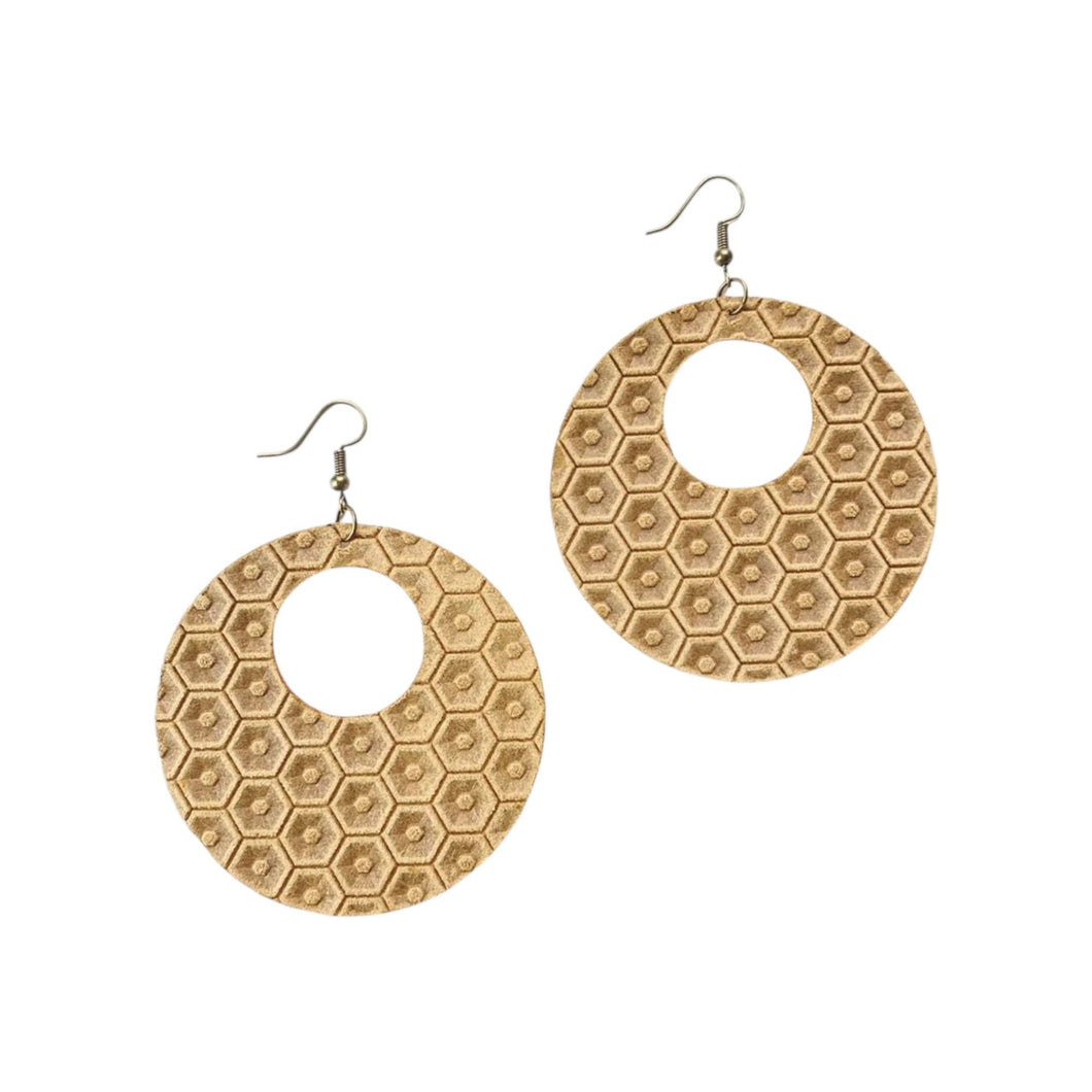 Tan Textured Put A Hole In It Earrings