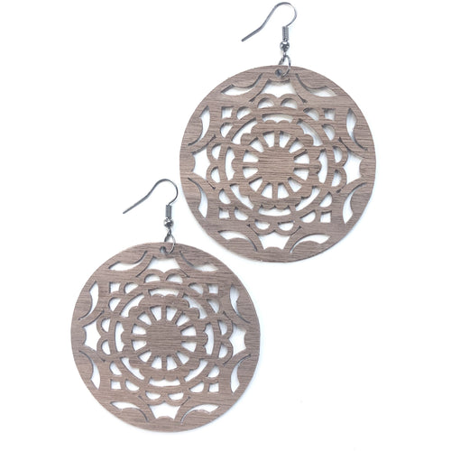 Walnut Mandala Wooden Earrings - AnnMarie Accessories